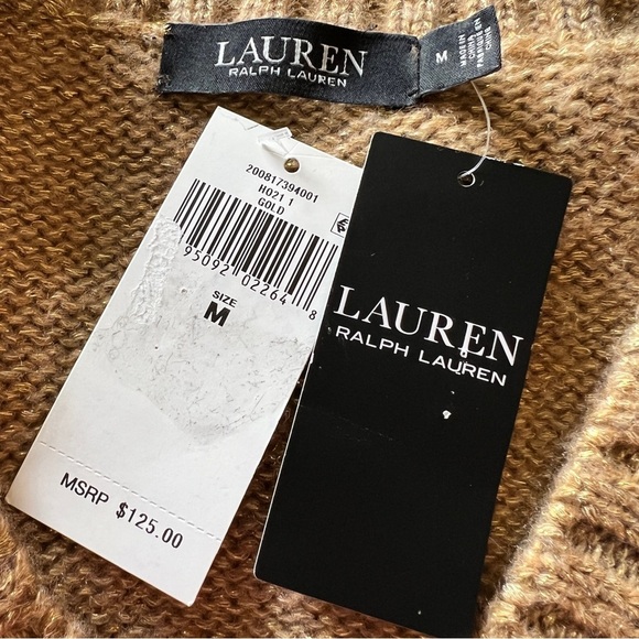 Ralph Lauren Women’s V-Neck Metallic Gold Shimmery Sweater NWT Medium - Picture 9 of 16